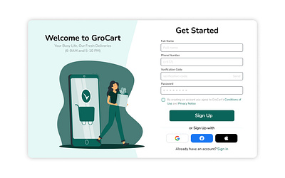 Grocery Sign Up Page design ui ux