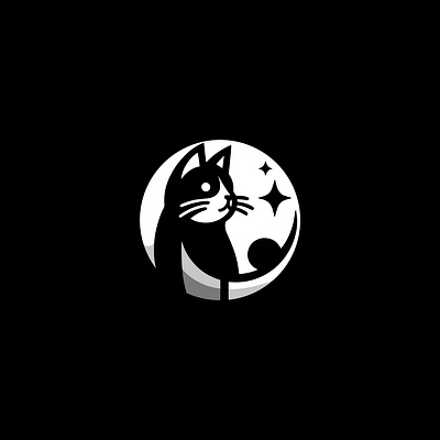 Moon & Cat Combined Abstract Logo abstract animal company animation brand branding cat logo circle logo combined logo design graphic design icon idea illustration logo moon logo ui ux vector