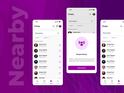 Nearby mobile screen chat chatting app design figma mobile app mobile screen design nearby screens ui uiux