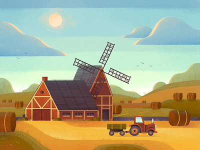 Farm on hills ground concept dribbble farm fields graphic design illustration photo photoshop sunny