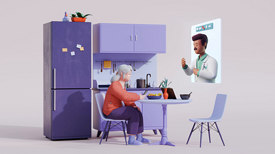 Vitable Health 3D Doctor Consultation 3d 3d animation 3d character 3d kitchen animation blender character character animation character design doctor grandmother granny health healthcare insurance kitchen nurse telemedicine zoom zoom call