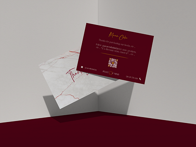 Peace of Mind® • Postcard Design business card design elegant graphic design minimalist mockup postcard qr code texture typography