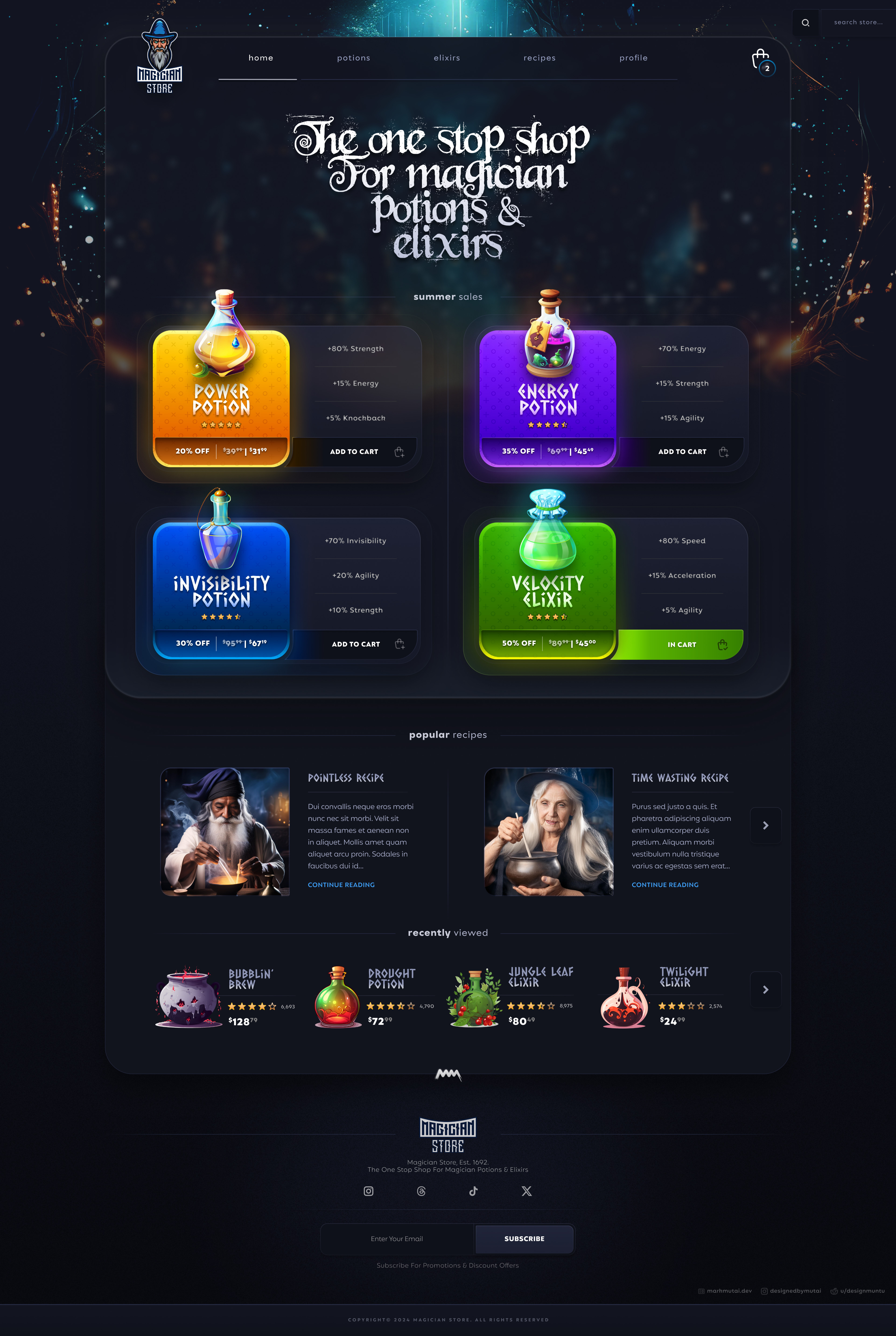 Magician Store affinity designer design figma magic magician shop store ui ux