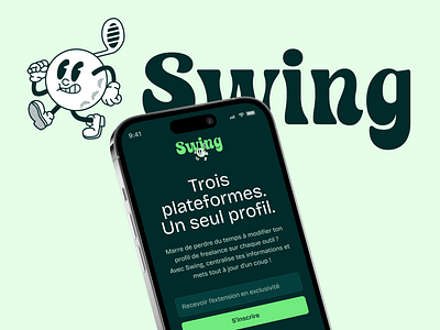 Swing · Plugin and App for Creative Freelancers agency app behance brandbook branding freelancers golf green illustration logo mascot mobile app palette portfolio recruitment saas typography webdesign webflow website