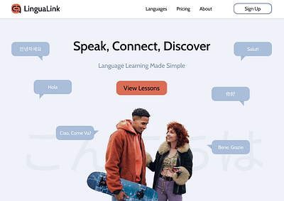 #DailyUI 003 | Landing Page for Language Learning App landing page language app ui ui motion