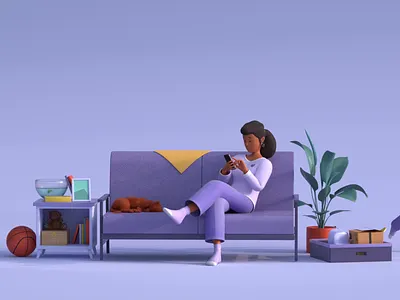 Mother and son in the living room 3d 3d animation airplane animation blender c4d character character animation character design explainer family health healthcare living room mother run son vitable vitable health walking cycle