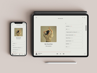 Mobile and tablet view of minimalist music player app appdesign mobileapp mobileappdesign uxui uxuidesign