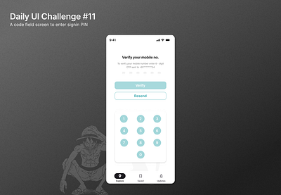 A code field screen to enter signin PIN design product design ui ux