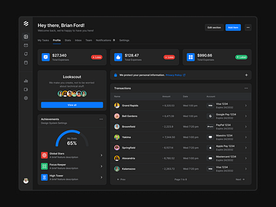 Dark Webapp - Lookscout Design System dark dashboard design design system figma lookscout saas ui web application webapp