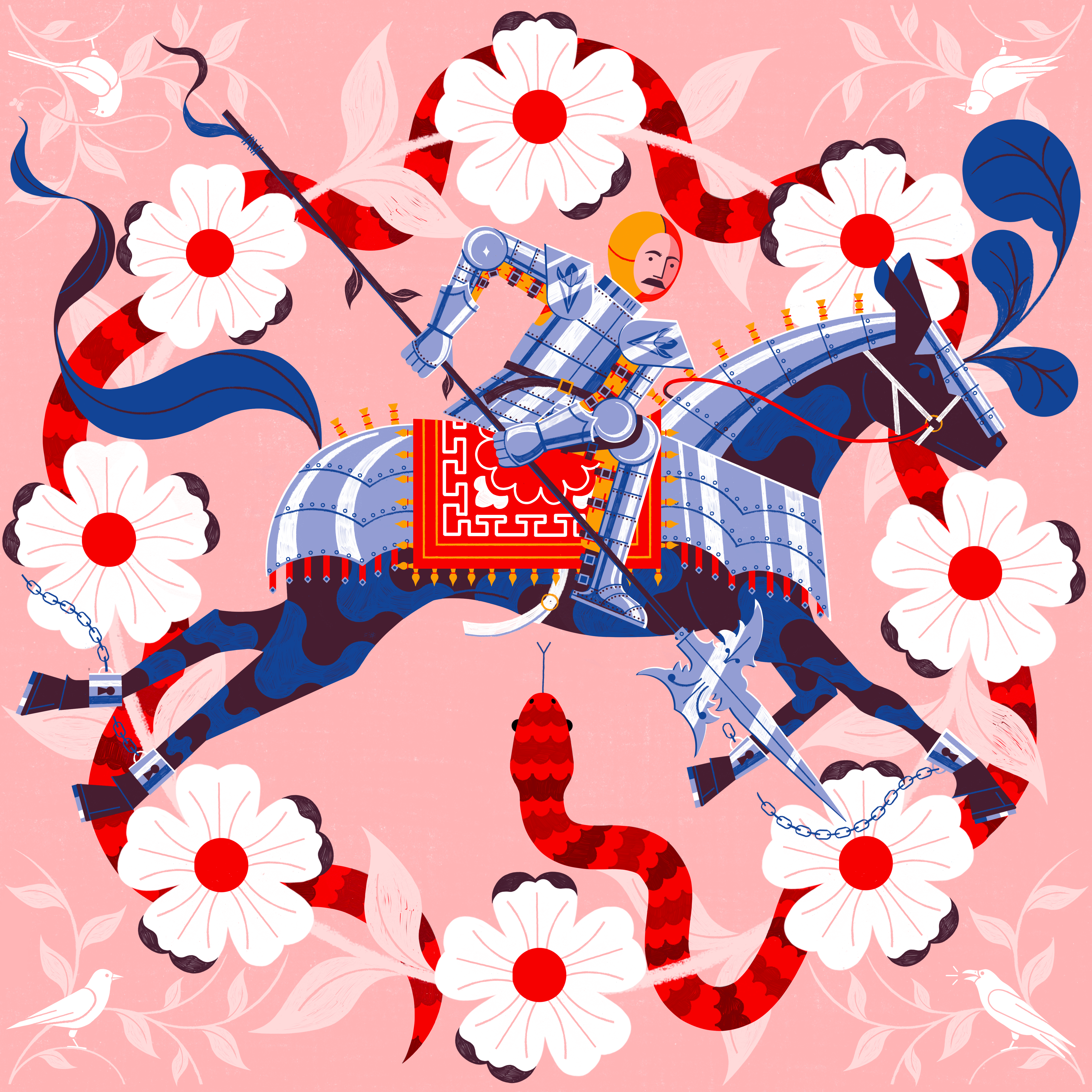 A Snake in the Grass 2024 colour design editorial illustration illustration medieval print