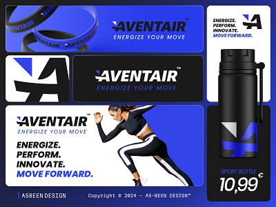 Aventair™ Logo Design a letter brand branding clean design energy fit fitness graphic design innovation logo minimalist sport