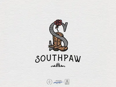 Southpaw Logo Design band boot brand design brand identity branding branding design country cowboy hand drawn identity design illustration letter logo logo design music rose s vintage visual identity western