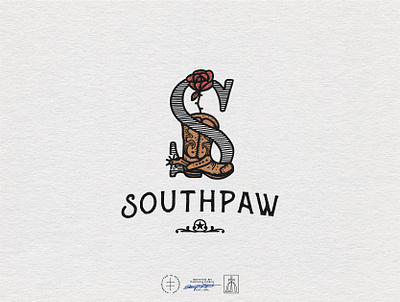 Southpaw Logo Design band boot brand design brand identity branding branding design country cowboy hand drawn identity design illustration letter logo logo design music rose s vintage visual identity western