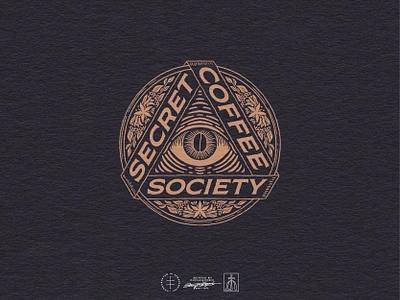 Secret Coffee Society Master Logo antique brand design brand identity branding branding design bronze coffee dark eye hand drawn identity design logo logo design mysterious mystical occult retro typography vintage visual identity