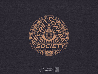 Secret Coffee Society Master Logo antique brand design brand identity branding branding design bronze coffee dark eye hand drawn identity design logo logo design mysterious mystical occult retro typography vintage visual identity