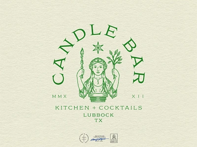 Candle Bar Master Logo bar branch brand design brand identity branding branding design candle green hand drawn identity design lemon logo logo design luxury star statue typography vintage visual identity woman