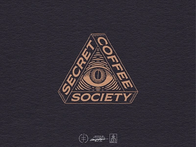 Secret Coffee Society Secondary Logo badge bean brand design brand identity branding branding design cafe coffee emblem eye hand drawn handdrawn identity design illustration illustrator logo logo design triangle vintage visual identity