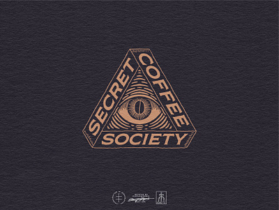 Secret Coffee Society Secondary Logo badge bean brand design brand identity branding branding design cafe coffee emblem eye hand drawn handdrawn identity design illustration illustrator logo logo design triangle vintage visual identity