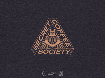 Secret Coffee Society Secondary Logo badge bean brand design brand identity branding branding design cafe coffee emblem eye hand drawn handdrawn identity design illustration illustrator logo logo design triangle vintage visual identity