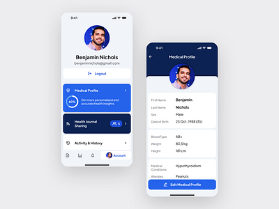 Bioflow Medical Profile app apple bio data design digital health healthcare ios medical mobile result ui ui design uiux ux