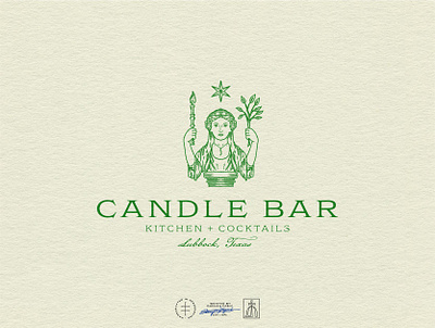 Candle Bar Secondary Logo ancient antique brand design brand identity branding branding design fresh green hand drawn identity design italian logo logo design pendant restaurant sophisticated star vintage visual identity wordmark