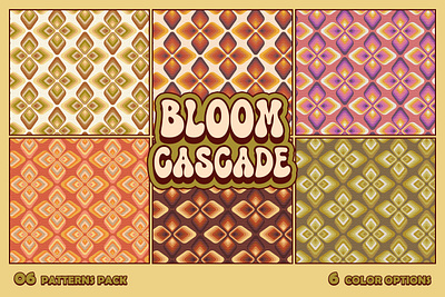 06 Bloom Cascade Seamless Patterns pack 1970 70s abstract flat geometric groove groovy ornament pattern patterns retro seamless textile texture tool vintage warm