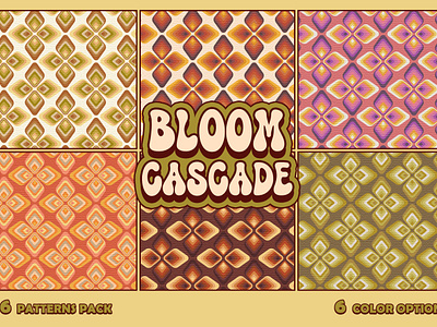 06 Bloom Cascade Seamless Patterns pack 1970 70s abstract flat geometric groove groovy ornament pattern patterns retro seamless textile texture tool vintage warm