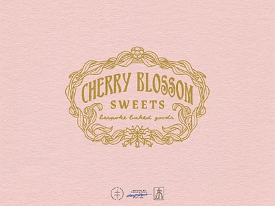 Cherry Blossom Sweets Logo System antique art nouveau bakery brand design brand identity branding branding design cherry blossom feminine flower frame hand drawn identity design logo logo design logotype pink typography vintage visual identity