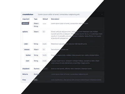 Function Documentation app dark mode design system documentation function table theme tree ui website