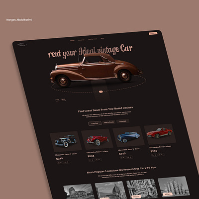 Vintage Car Rental Website UI brown car car rental car ui design figma landing rent ui ui landing vintage vintage ui web