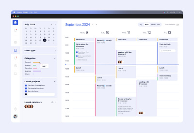 Planner, Calendar tool - Dashboard web app calendar dashboard design meetings planner product design ui ux web