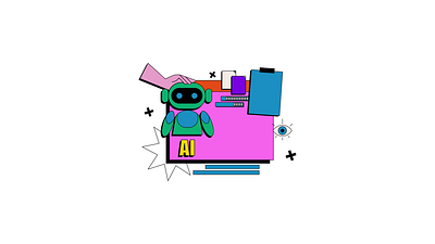 AI Technology 2D Animation 2d ai animation artificial intelligence assistant automation engineering flat future gif illustration innovation learning lottie machine motion robot robotics technology