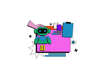 AI Technology 2D Animation 2d ai animation artificial intelligence assistant automation engineering flat future gif illustration innovation learning lottie machine motion robot robotics technology