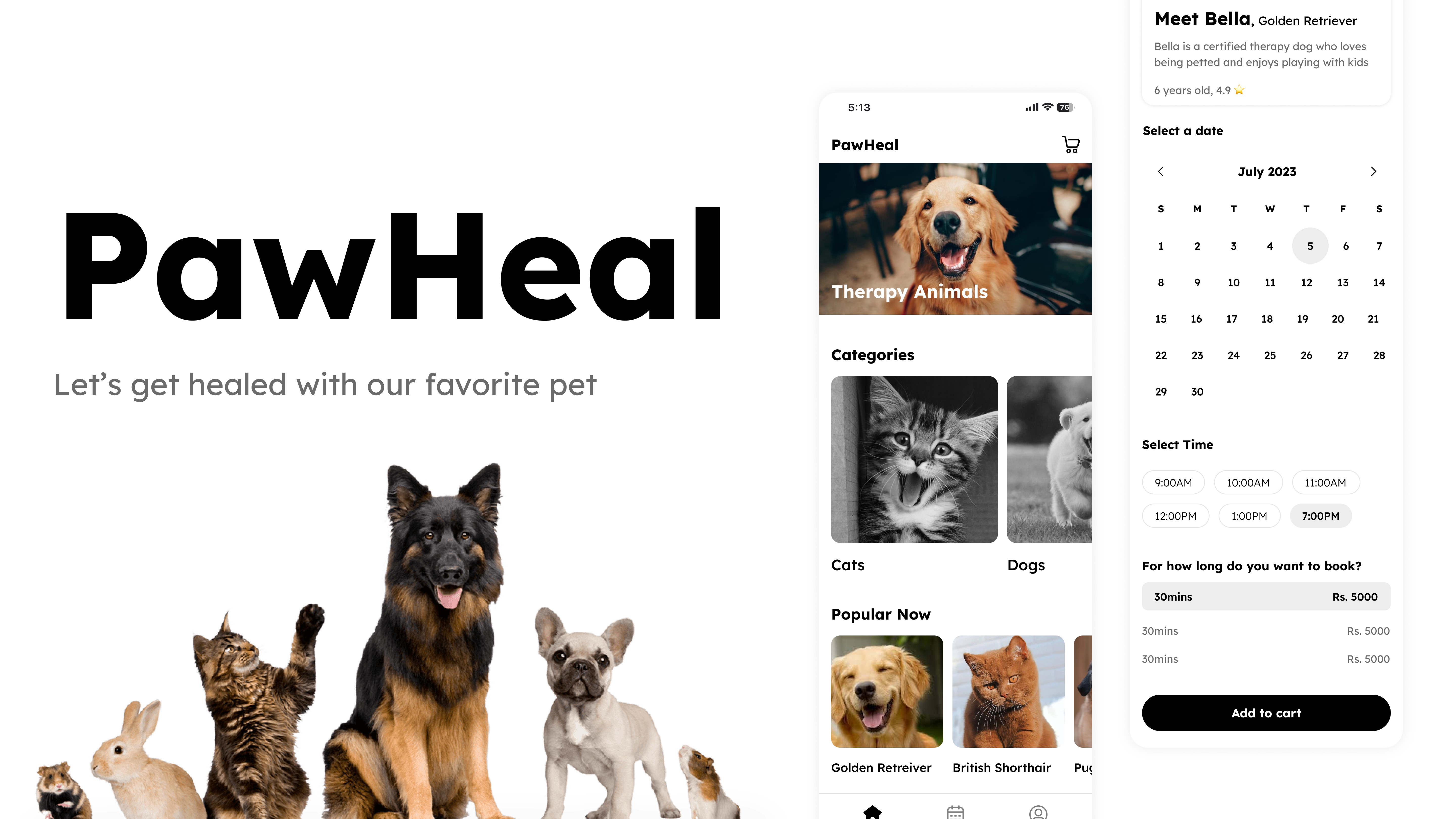 PawHeal bookingapp branding creative dailyui design graphic design healing mobileapp ui ui design ux