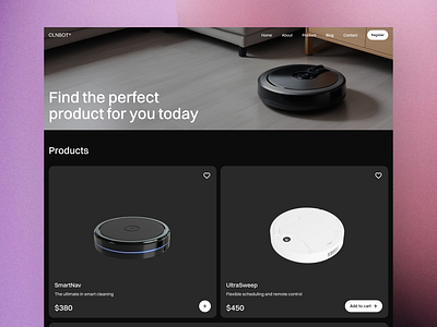 CLNBOT - Smarthome Product Page clean design ecommerce modern product page shop page smarthome ui ux vacuum robot web web design website