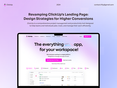 Revamping ClickUp's Landing Page b2b clickup design gradient landing page product product design project management saas software as a service ui user experience user interface ux web design website design