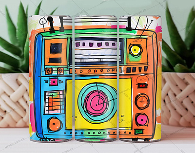 Radio Skinny Tumbler Wrap color image design illustration photography radio tumbler radio tumbler design skinny tumbler sound tumbler sublimation tumbler design art tumbler sublimation tumbler warp vector art waterslide tumbler