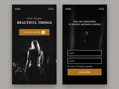 Mobile Design - New Single Release band campaign exclusive form landing landingpage mobile music promotion singer single spotify subscribe ui