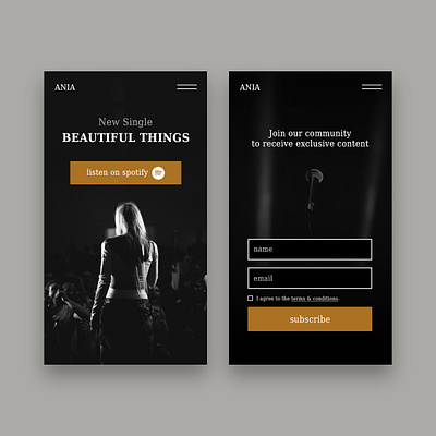 Mobile Design - New Single Release band campaign exclusive form landing landingpage mobile music promotion singer single spotify subscribe ui