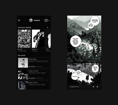 Manga app anime app black black white black and white comics manga mobile read reading white