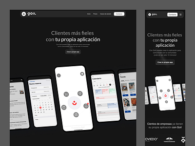 Goil Landing page - Header dark mode design desktop landing linear mobile screens ui