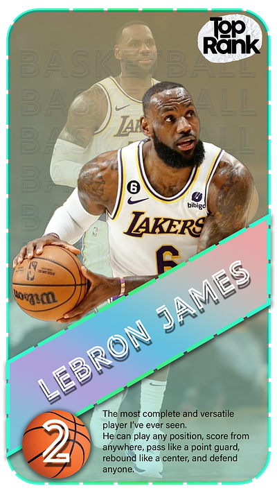 Top 5 Men's All time BasketBall Best Players branding card design design gaming caard graphic design motion graphics