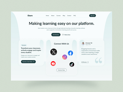 Elearn - The easiest way to learn design education landing page graphic design landing page landing page design ui uiux user experience user experience design user interface user interface design ux web app design web design web page design website design