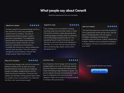 Testimonials Section card ui dark ui gradient review testimonial ui design web design
