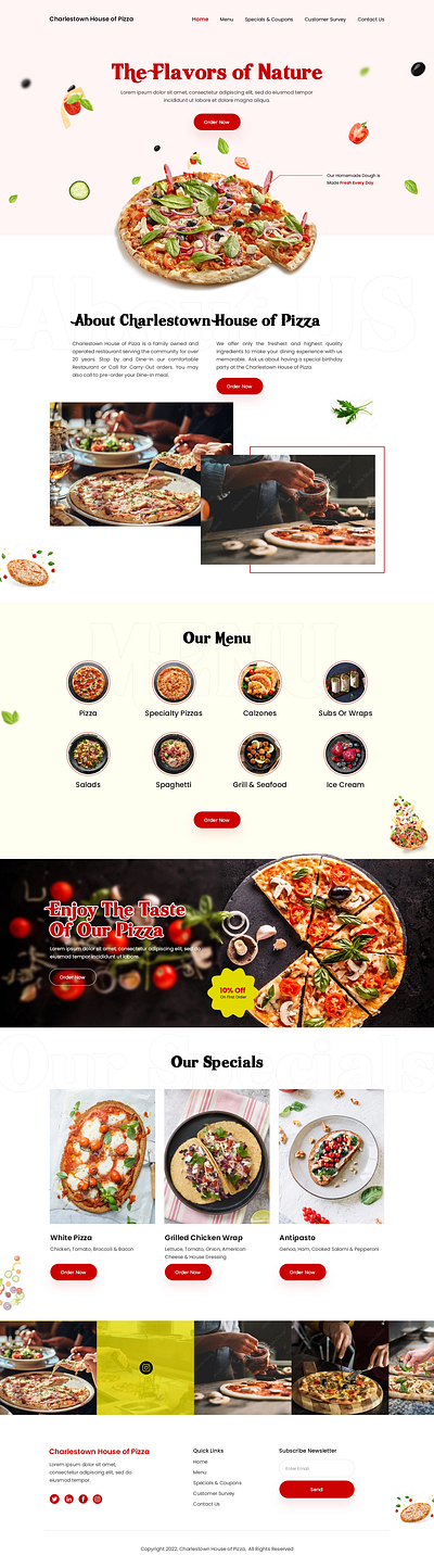 Charlestown House Of Pizza branding design dribbble figma graphic design pizza ui ui design ux design website website design xd