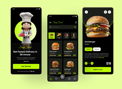 Food App app cook cook app delivery app delivery food app food food app green green ui green ui design mobile app restaurant ui ui design ux