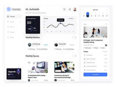 Course Management Dashboard UI admin panel course management dashboard ui ux