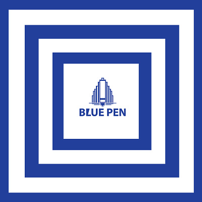 Blue pen minimalist logo abstract branding clothing design graphic design illustration logo typography vector