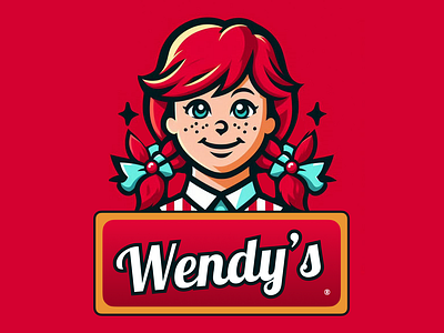 Wendy's Logo Redesign animation blue eyes branding dribbbleweeklywarmup fast food floating ginger girl graphic design logo plaited hair red redesign redhead wendys