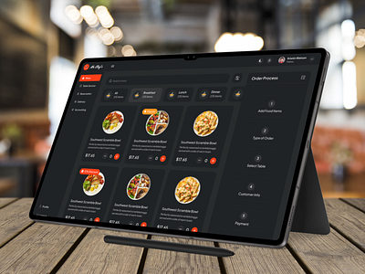 Restaurant App for Tablet app design cafe cashier clean design food ipad menu microsoft surface minimal order order management product design restaurant management system retaurant sass ui uiux waiter web application